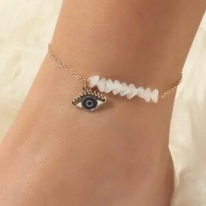 Navy Evil Eye with Eyelashes Eyeball Eye Iris Lash Nazar Mati Dainty Gold Anklet